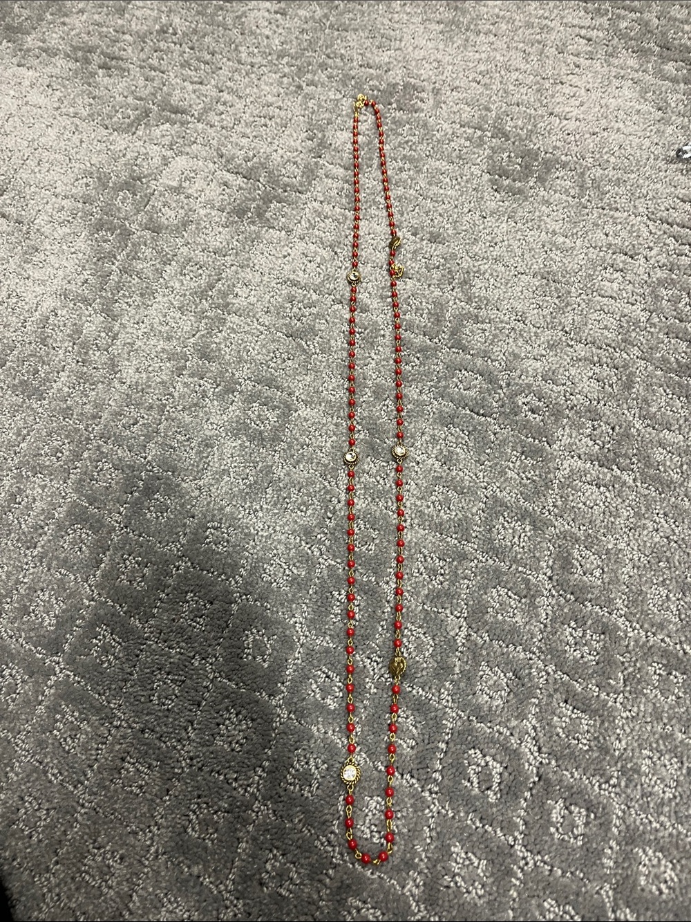 Virgins Saints & Angels Red Bead Necklace with Gold Accents 4mm beads